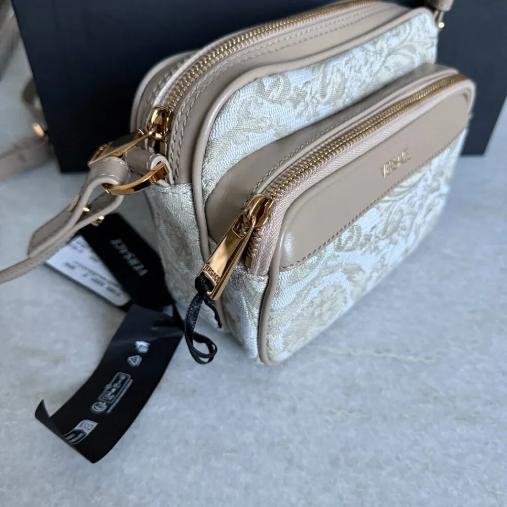 Versace Fabric Jacquard and Leather Bag Crossbody‎ Shoulder Bag, 1012856